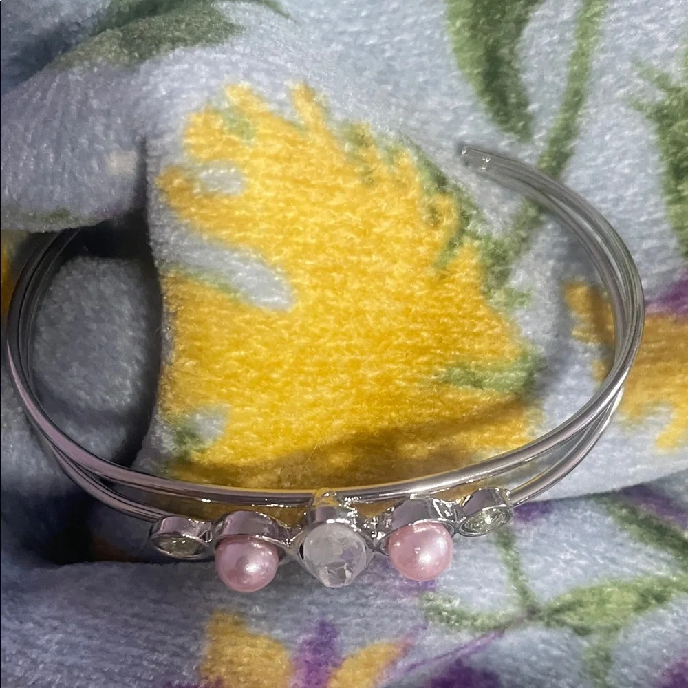 Silver and Pink Bracelet